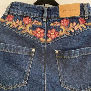 FARM Rio - Embroidered Floral Denim Pants